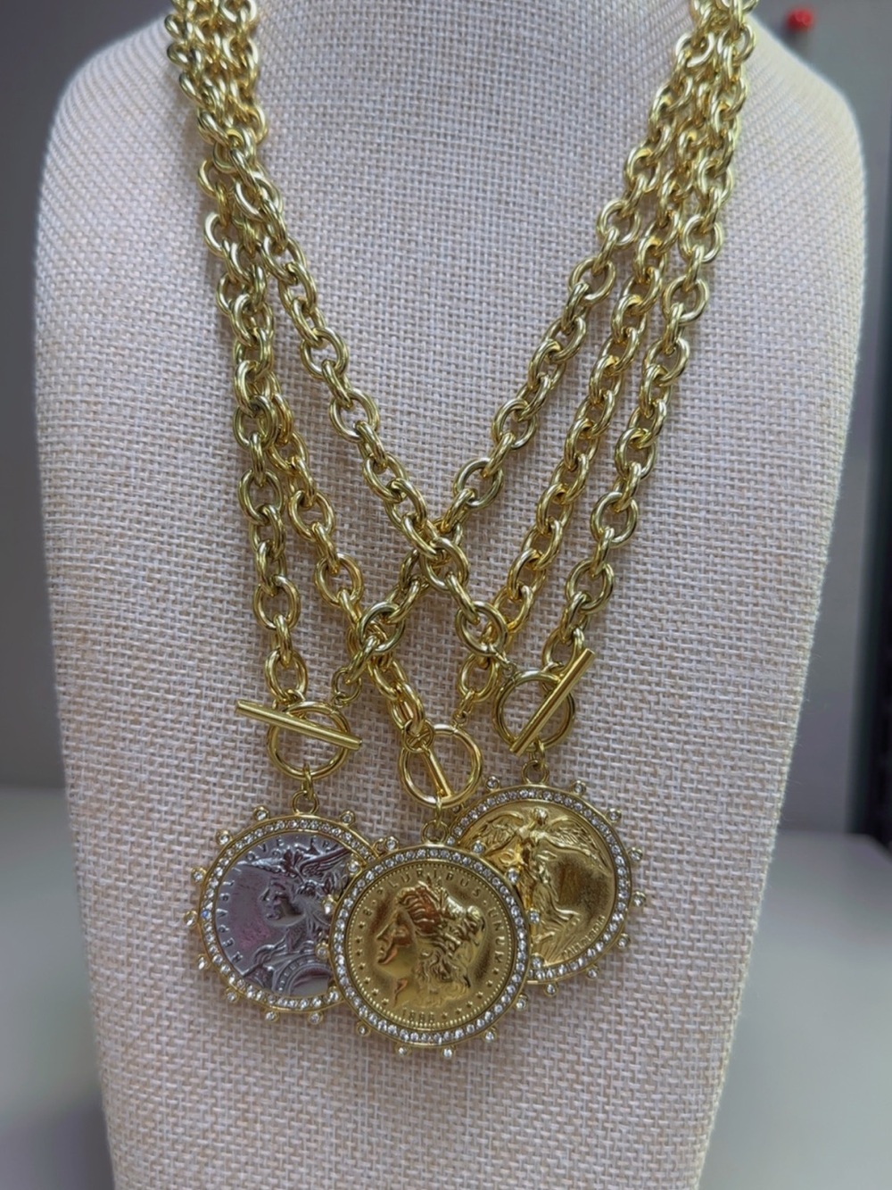 Gold Coin Pendant Necklace – Layered Women’s Jewelry STAINLESS STEEL WATERPROOF